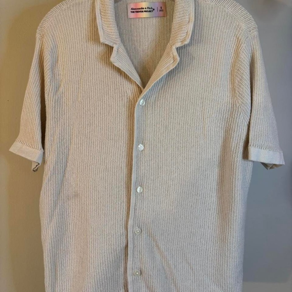 ABERCROMBIE &‎ FITCH The Trevor Project Open Knit Cabana Shirt